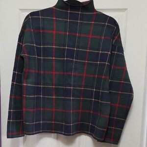 Tahari Women's Plaid Turtleneck Sweater - Green and Red